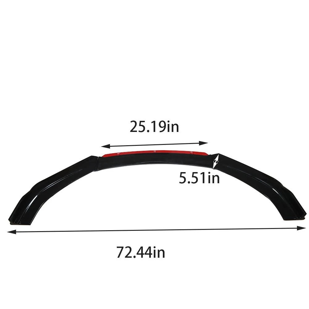 Front Bumper Lip Spoiler Splitter Protector for Universal Car (2 Layer, Glossy Black)
