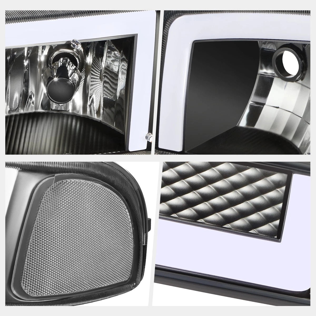 3D LED DRL Switchback Turn Signal Headlights for GMC Sierra (1999–2007)