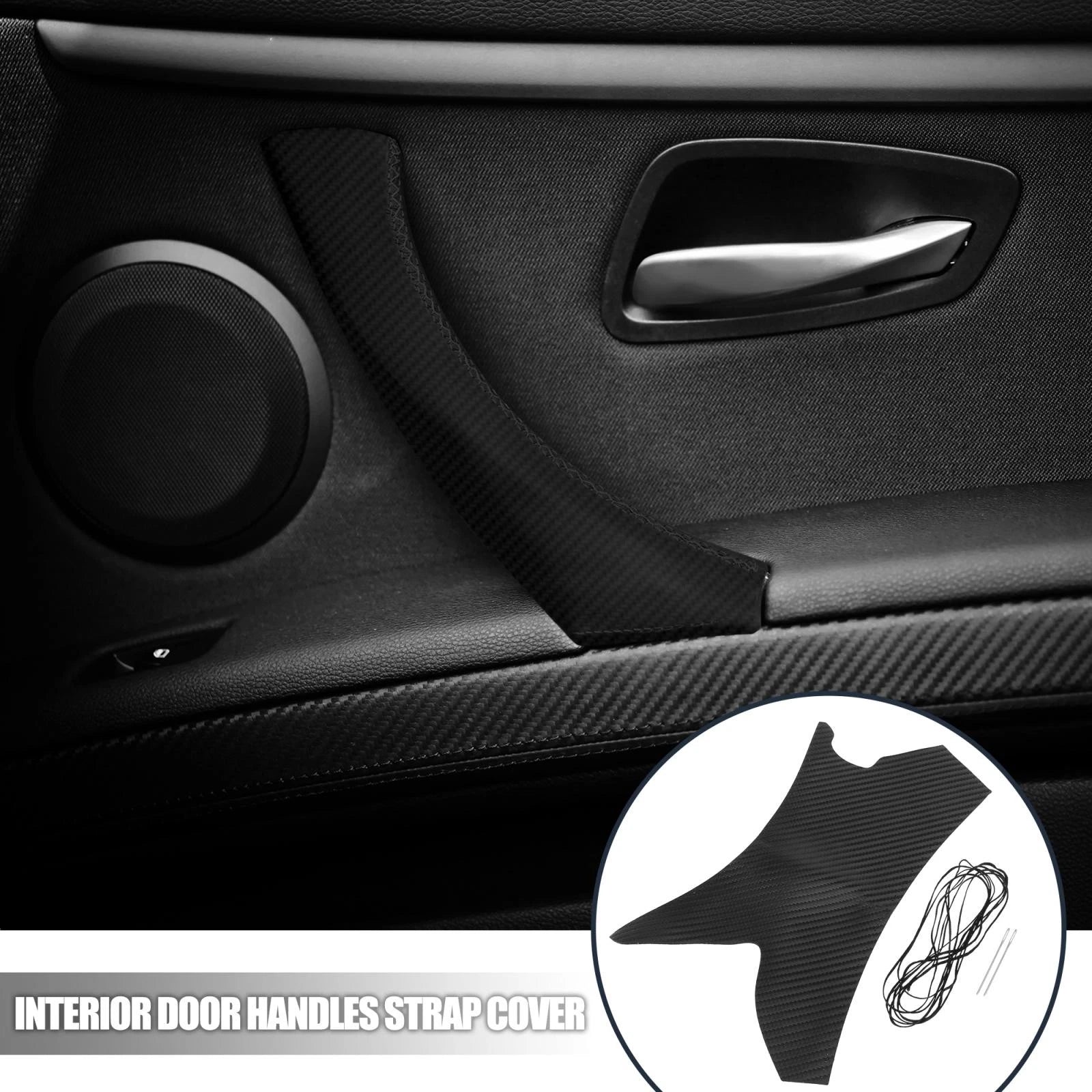Interior Door Handle Strap Cover for BMW E90 E91 E92 (2006–2013) Carbon Fiber