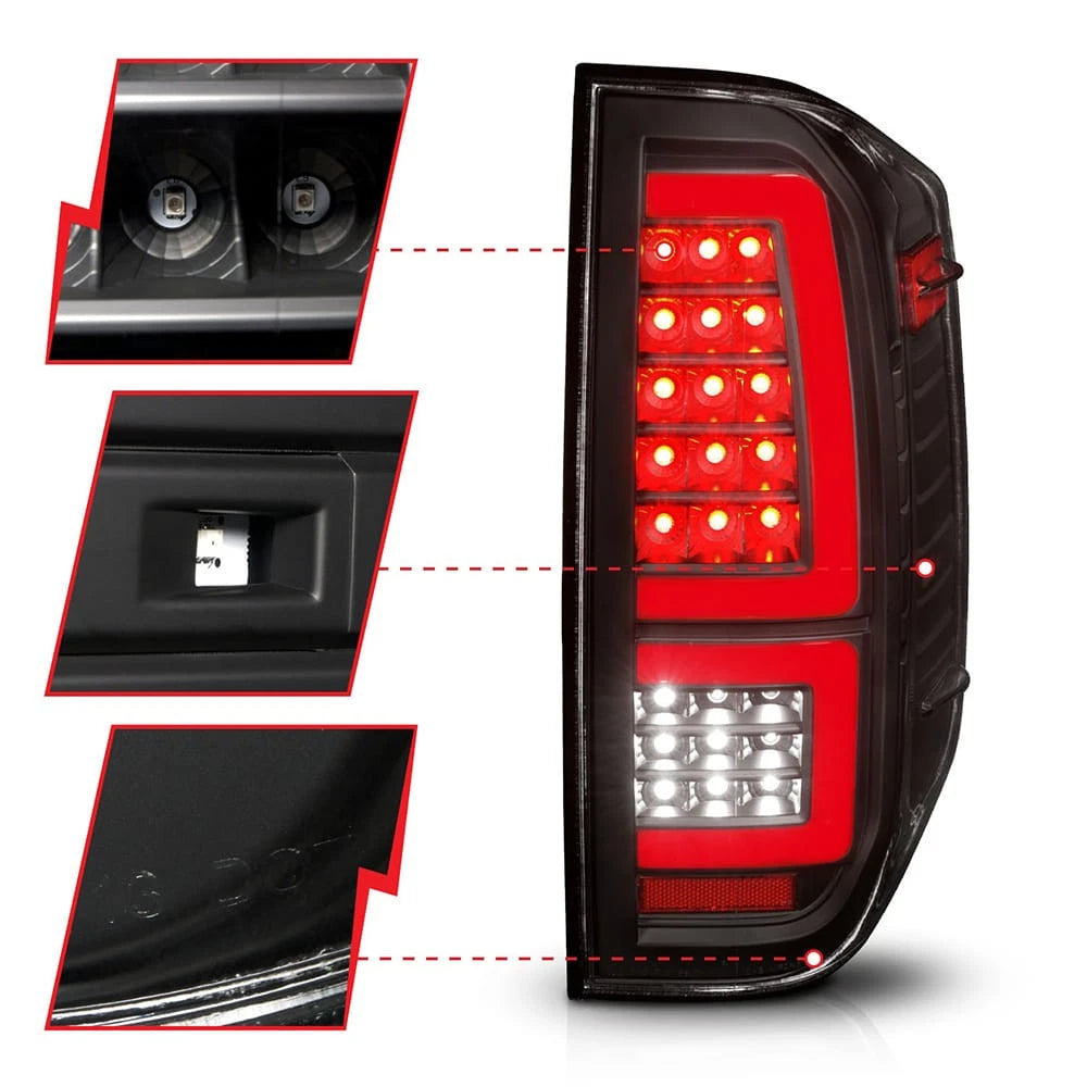 Tail Light Assembly with Black Clear Lens and Light Bar for Toyota Tundra (2014–2021)