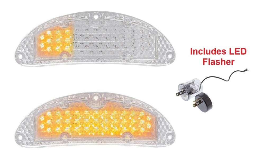LED Sequential Clear Parking Light Pair w Flasher for 1955 Chevy Bel Air (1955–1955)