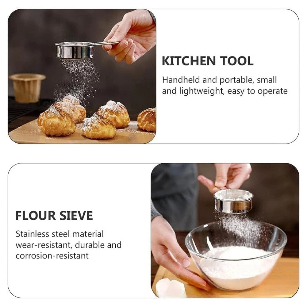 304 Stainless Steel Flour Sifter 40 Mesh Handheld Tool for Baking