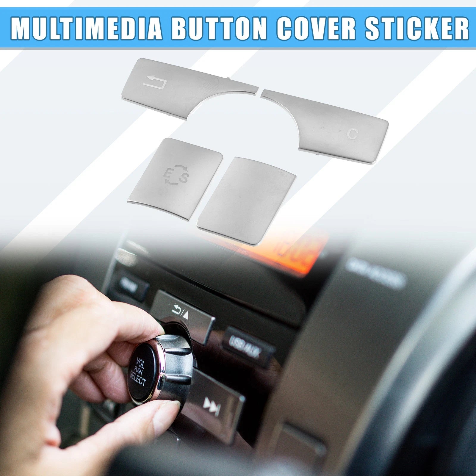 Multimedia Radio Button Cover Sticker for Mercedes-Benz (1 Set) ABS Silver Tone