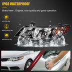 Headlight Assembly for Kia Forte Forte Koup (2010–2013) Pair with Bulbs