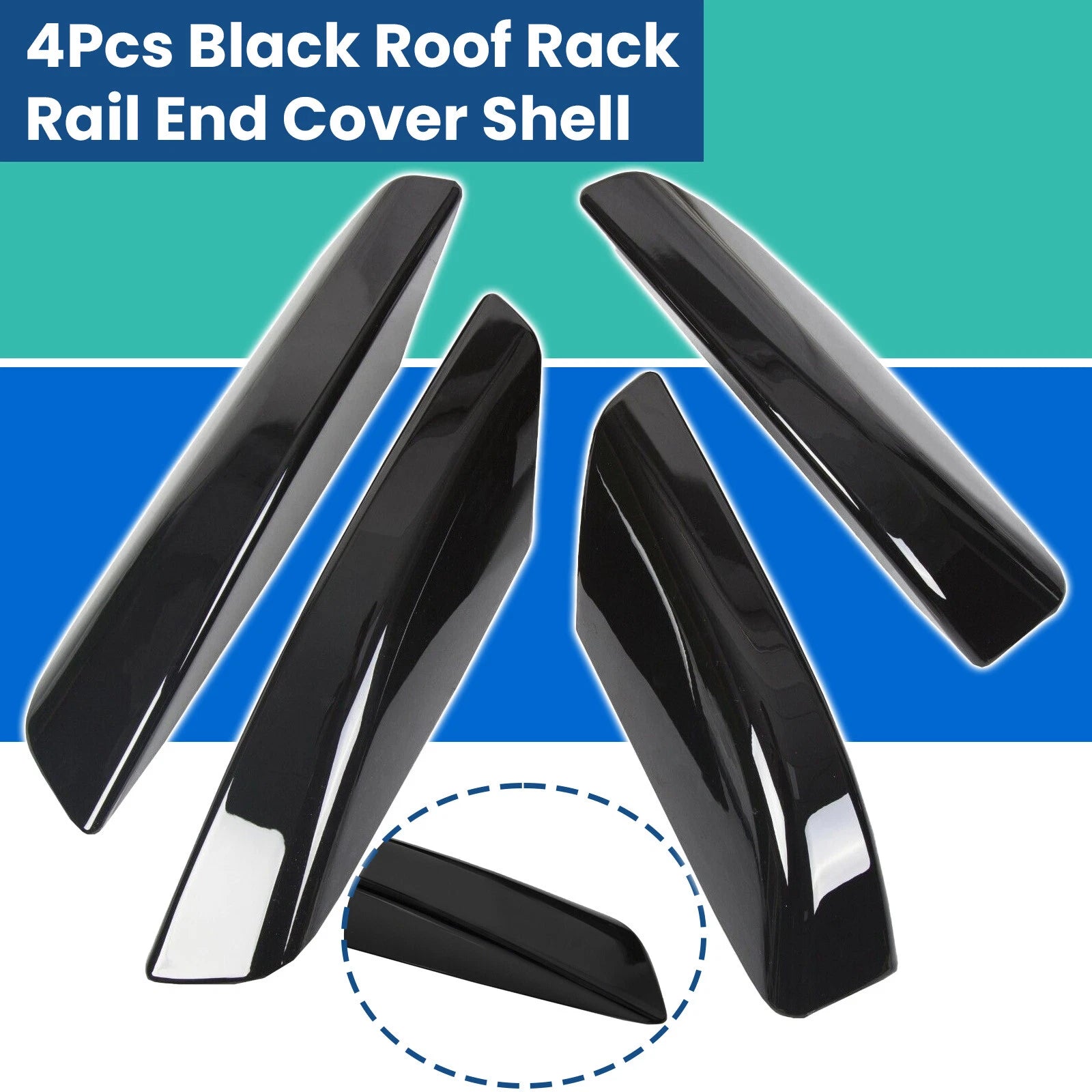 4X Black Roof Rails Rack End Cover Cap for Toyota 4Runner (2003–2009)