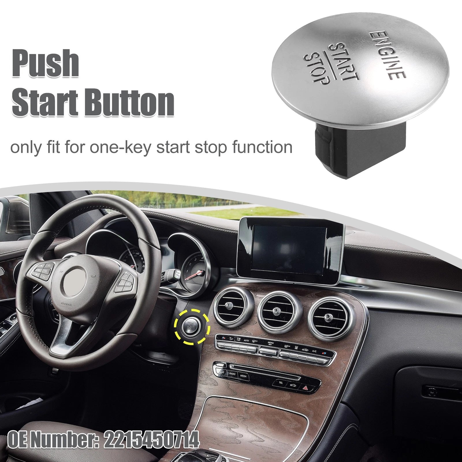 Push Start Stop Button Cover for Mercedes-Benz ML550 (2006–2011) 2215450714