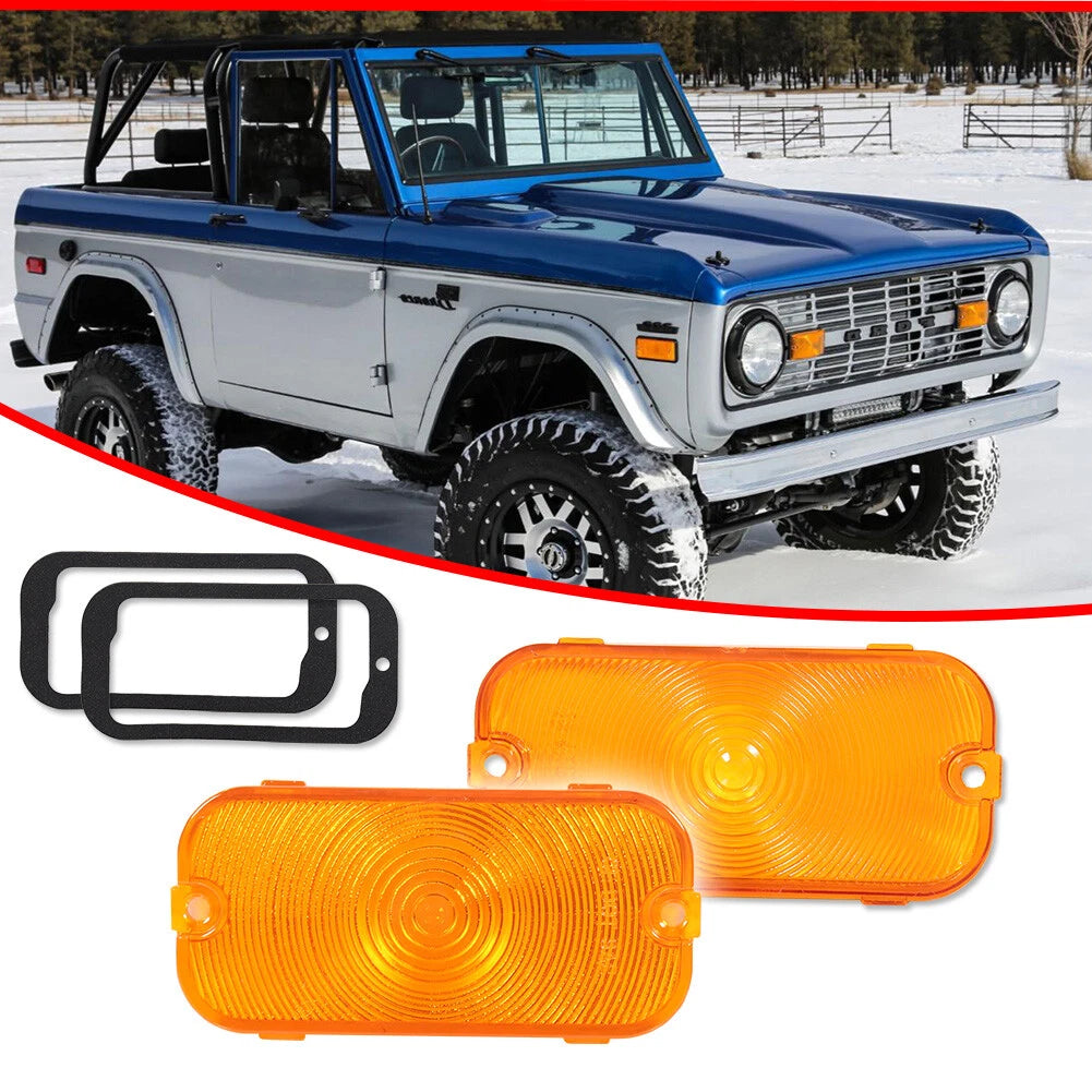 2X Amber Turn Signal Parking Light Lenses for Ford Bronco (1966–1968)