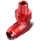 10AN AN10 90 Degree Male to 3/8"-18 NPT Fitting Adapter - Red Aluminum Anodized