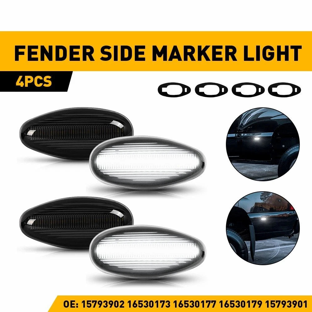 4X LED Fender Side Marker Light for Chevrolet Silverado 2500HD 3500HD (2001–2014)