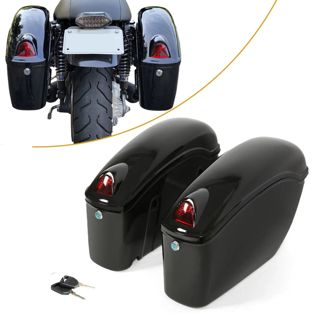 Saddlebag Bags with LED Light for Harley Yamaha Cruiser Motorcycle (Universal)