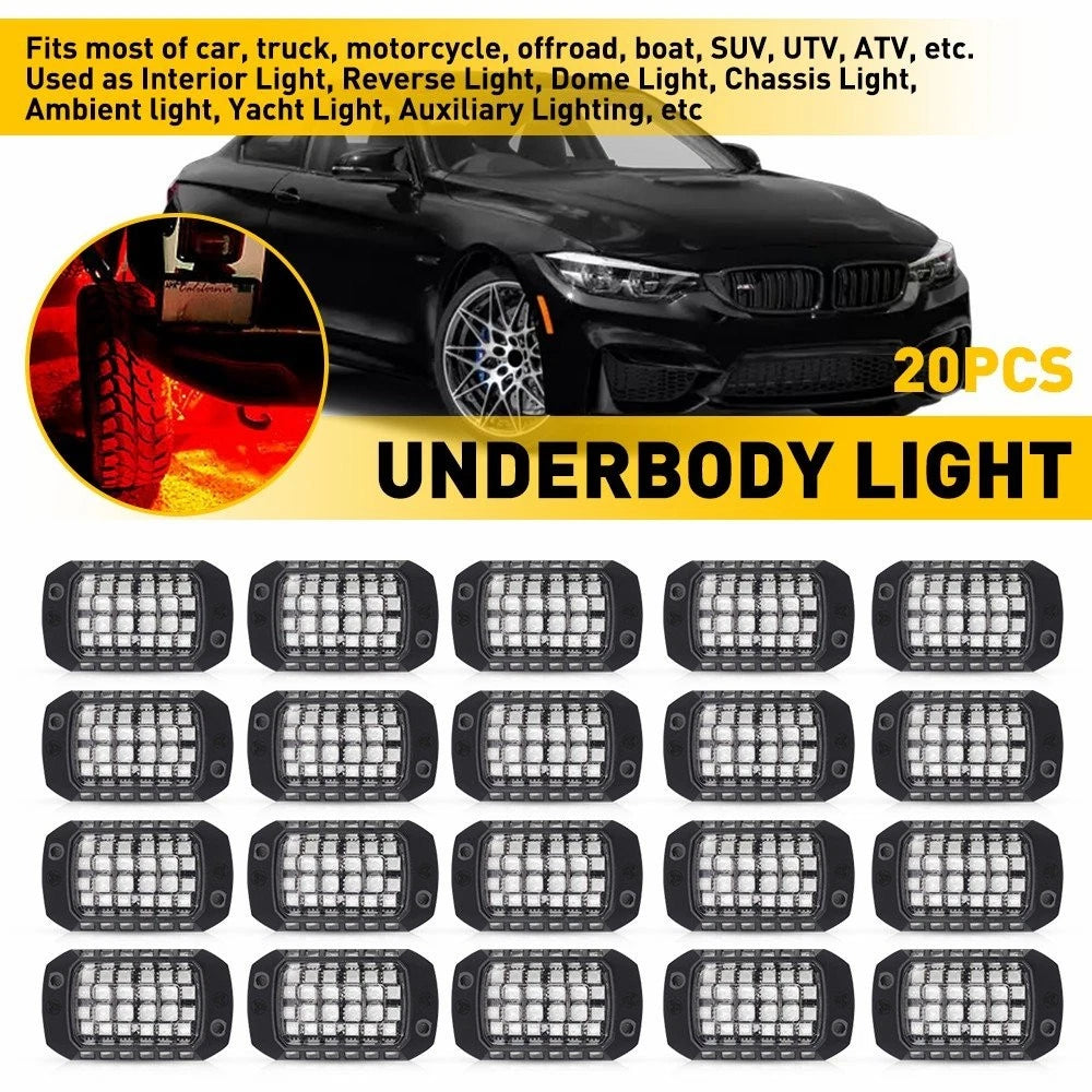 Set of 4 Universal LED Red Underbody Lights Underglow Lamps Kit