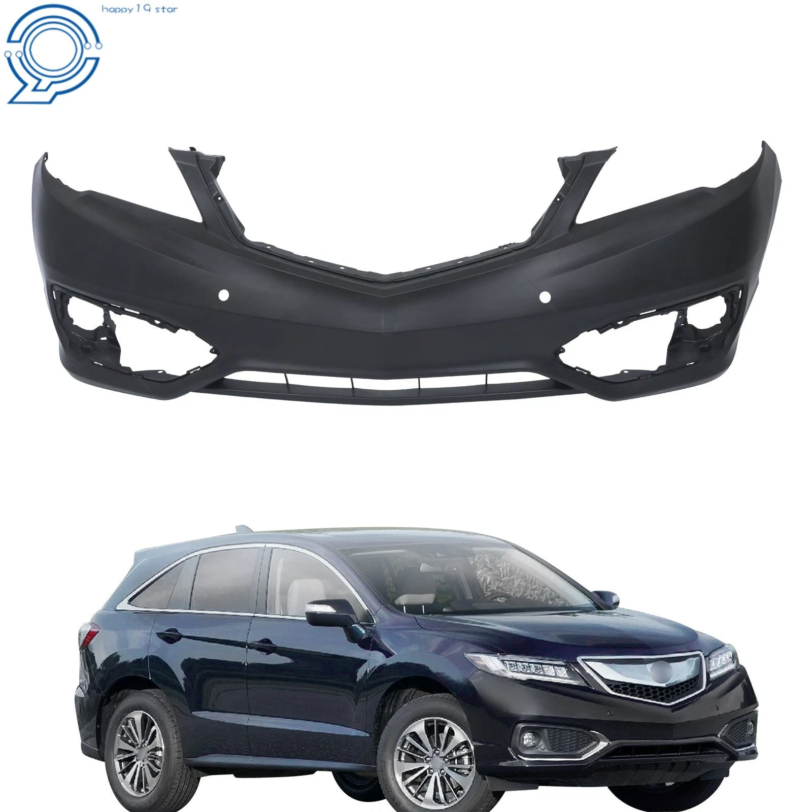 Primed Front Bumper Cover for Acura RDX (2016-2018) with Parking Sensor Hole