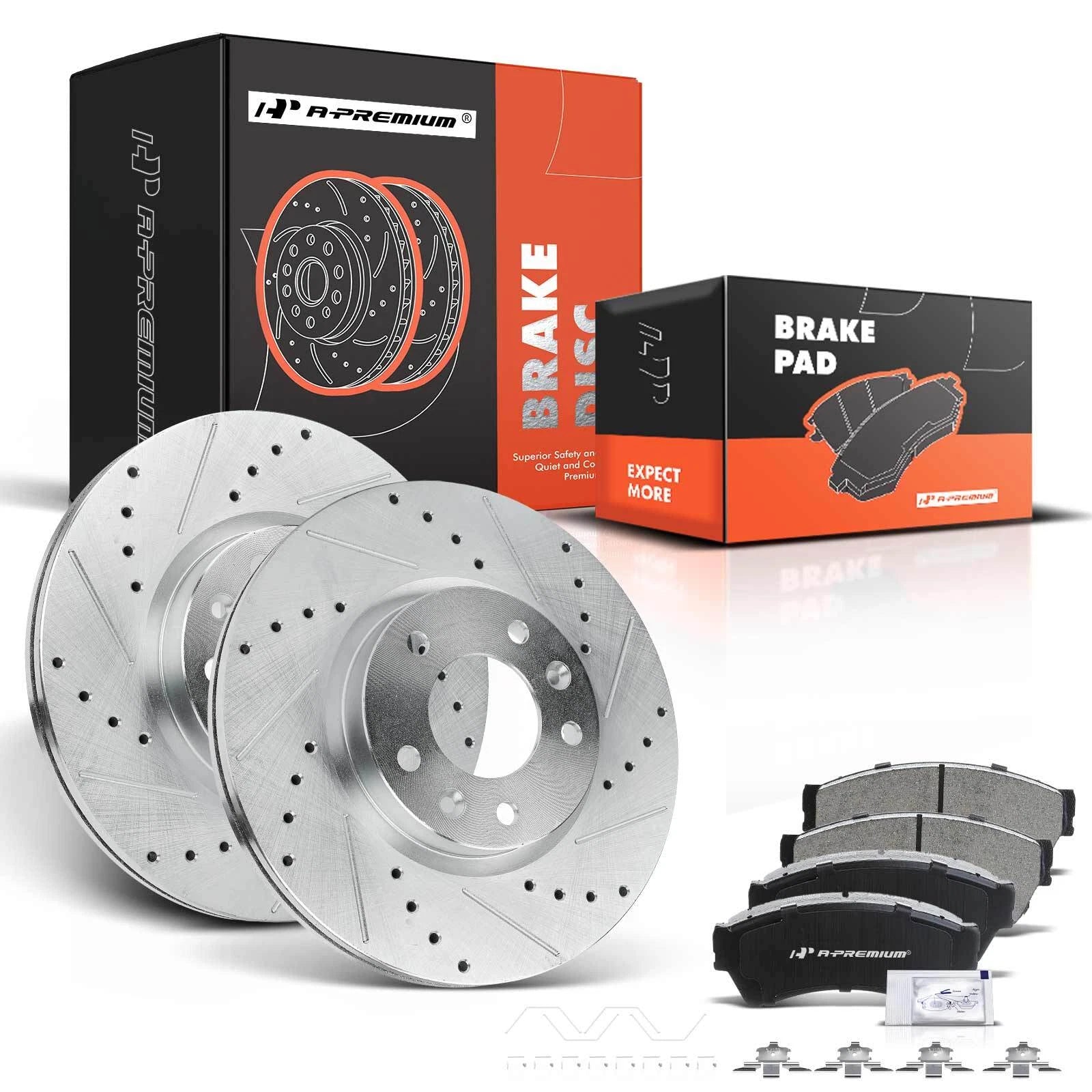 Front Drilled Brake Rotors & Pads for Ford Fusion Mazda 6 Lincoln Zephyr (2006–2012)