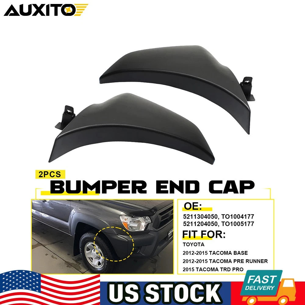 Set of 2 Front Bumper End Caps for Toyota Tacoma (2012–2015) Black H