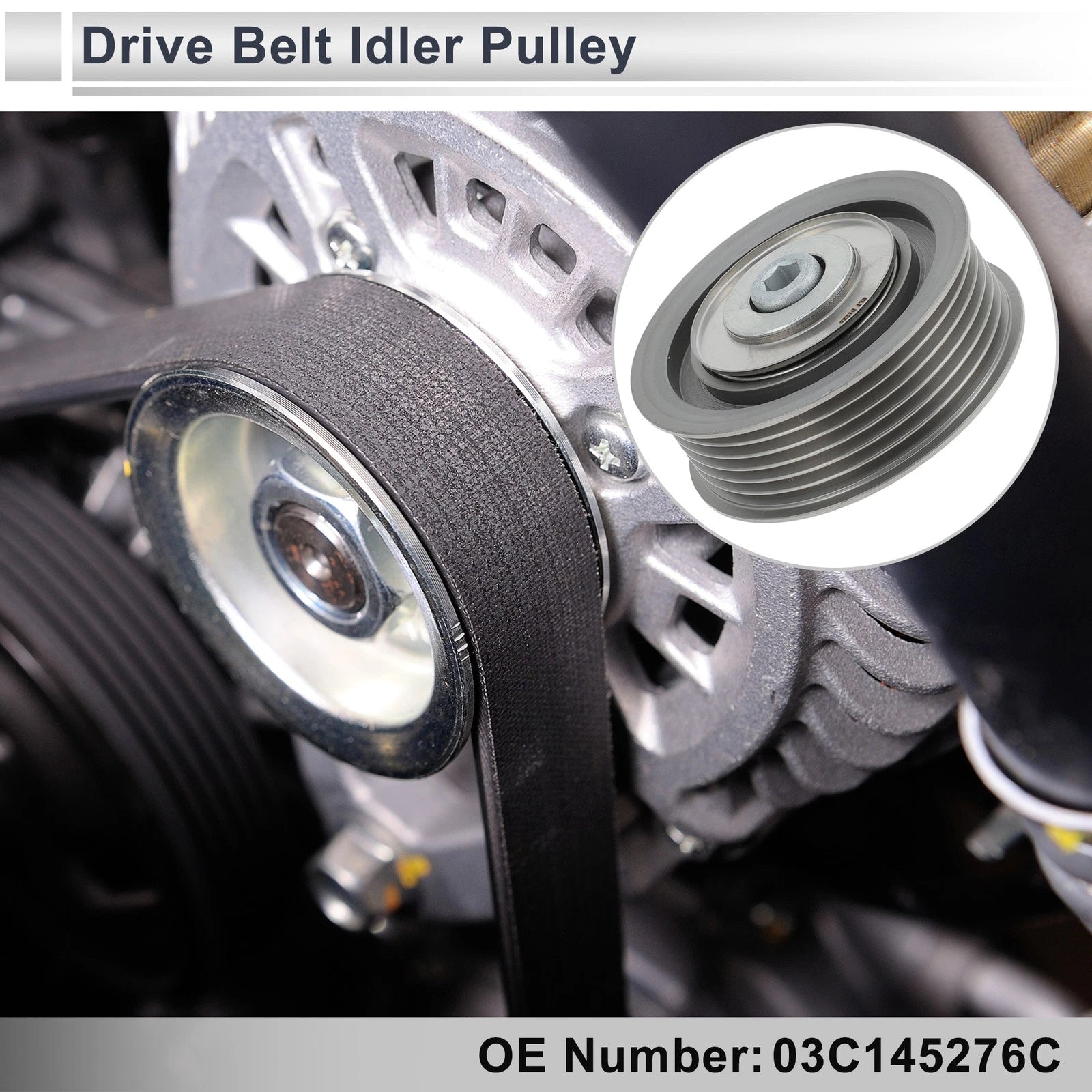 Drive Belt Idler Pulley for Volkswagen Golf (2008–2013) No. 03C145276C Black