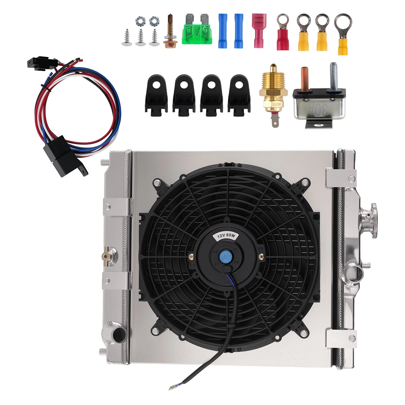 2 Row Aluminum Radiator Shroud Fan for Honda Civic/Del Sol/Integra (1992–2001)