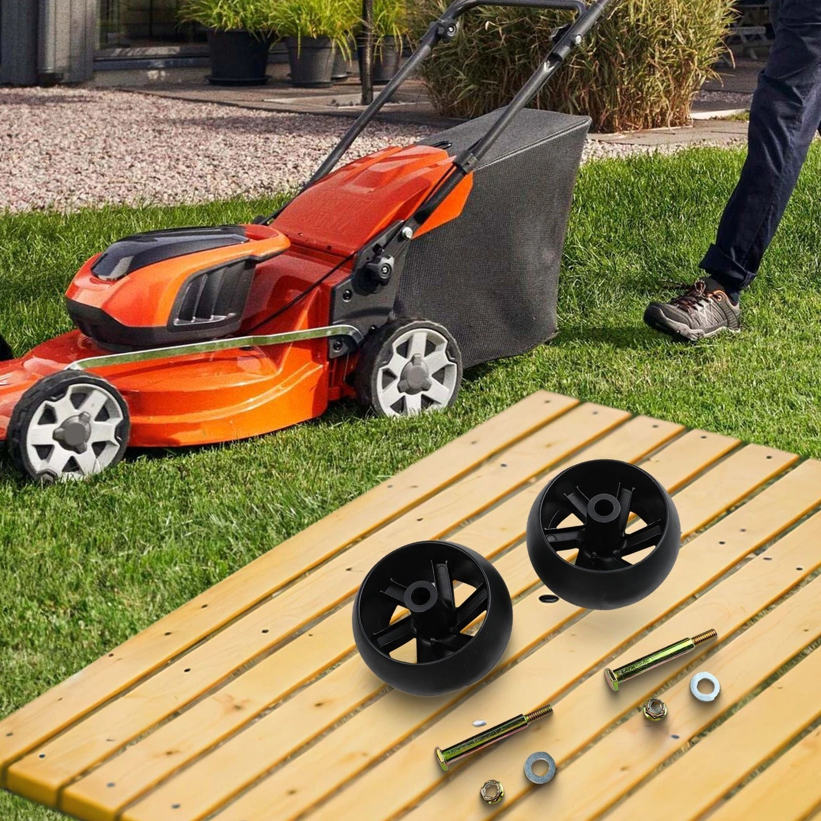 Deck Wheels and Hardware Kit for Lawn Mowers