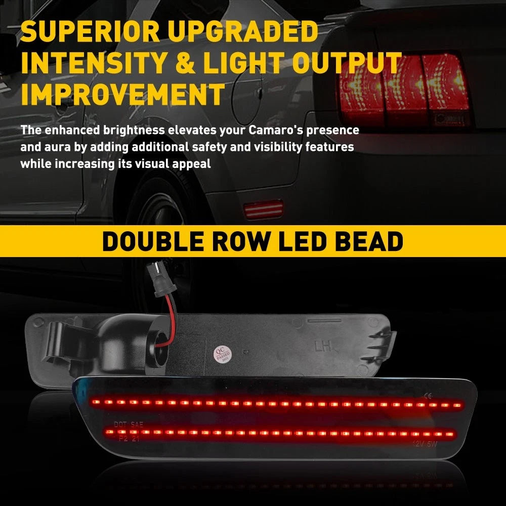 Smoked Rear Bumper Reflector Side Markers Red LED for Ford Mustang (2005–2009)