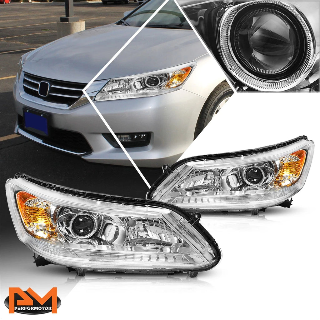 Projector Headlights for Honda Accord (2013–2015) - Chrome Housing, Amber Corner