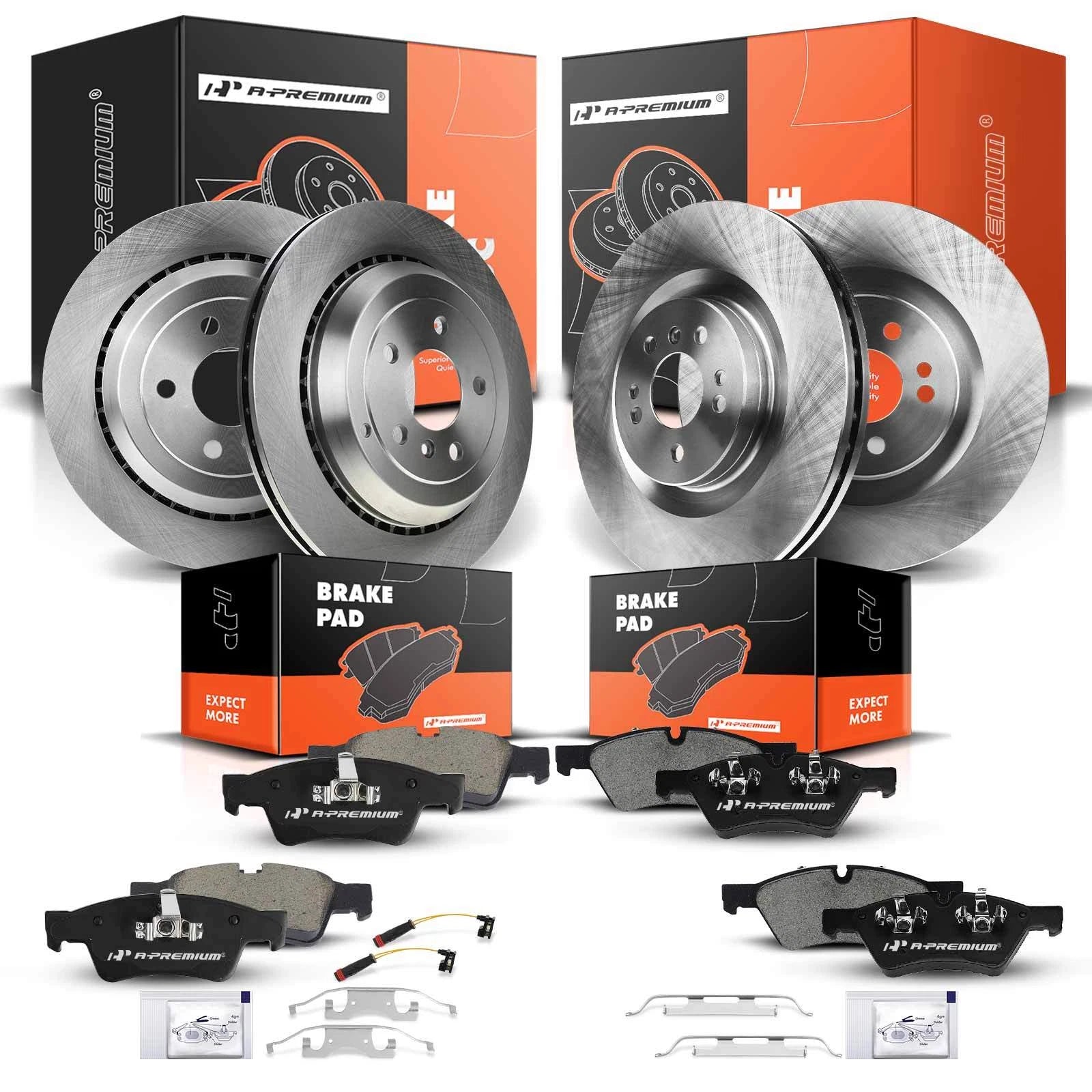 Set of 4 Disc Brake Rotors & Ceramic Pads for Mercedes-Benz ML450 (2009–2011)