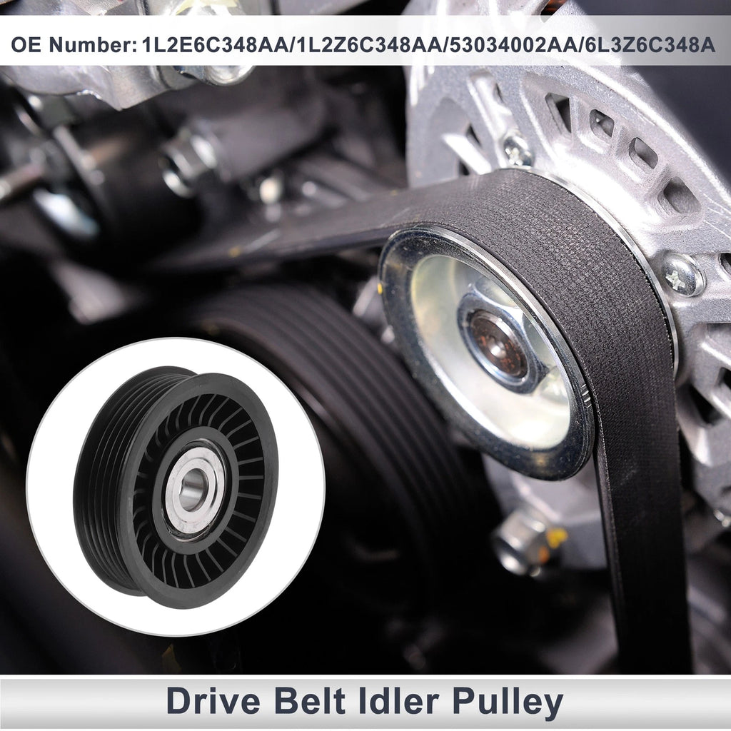 Drive Belt Idler Pulley for Ford Excursion (2002–2005) No. 1L2E6C348AA Plastic Black