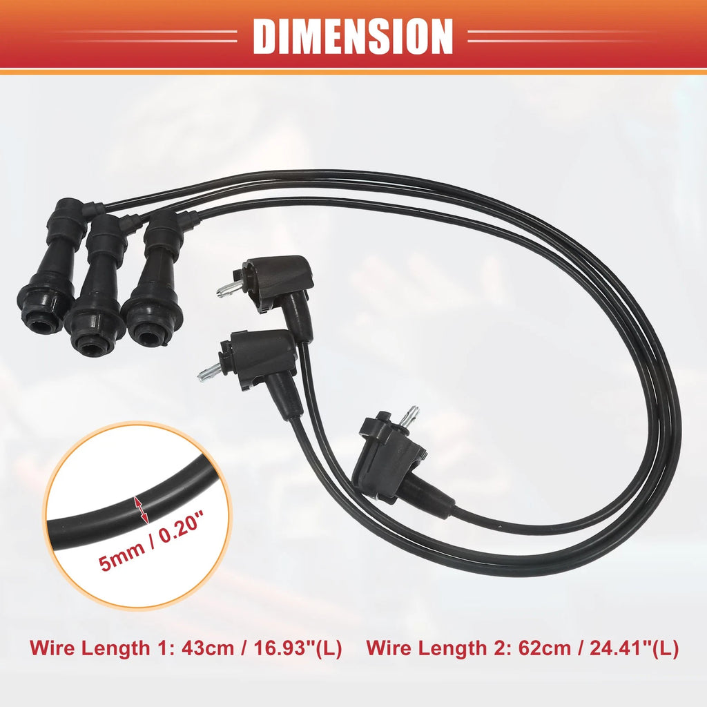 3pcs Spark Plug Wire Ignition Coil Cable No. 9091915457 for Lexus GS300 IS300 (1998–2005)