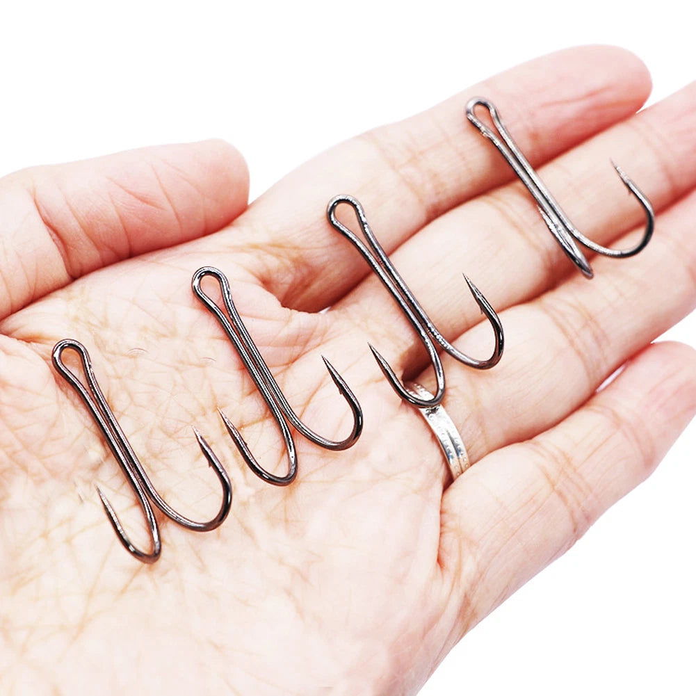 50pcs Extended Double Hang Two Claw Hooks for Fishing Gear