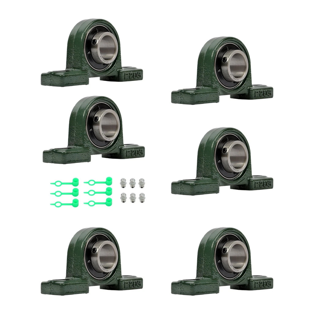 Set of 6 Pillow Block Mounted Ball Bearings for Various Applications