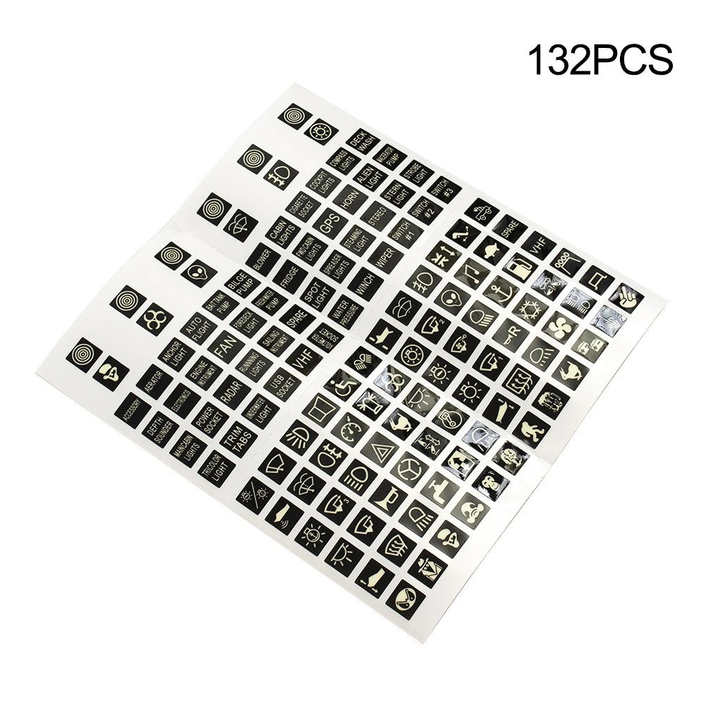 132pcs Switch Sticker Labels Decal for Car Marine Accessory Parts