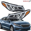 Set of 2 Chrome Halogen Headlights for Hyundai Sonata (2015–2017)