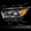 OE Style Black Housing Amber Side Projector Headlight Lamps for Ford Edge (2015–2018)