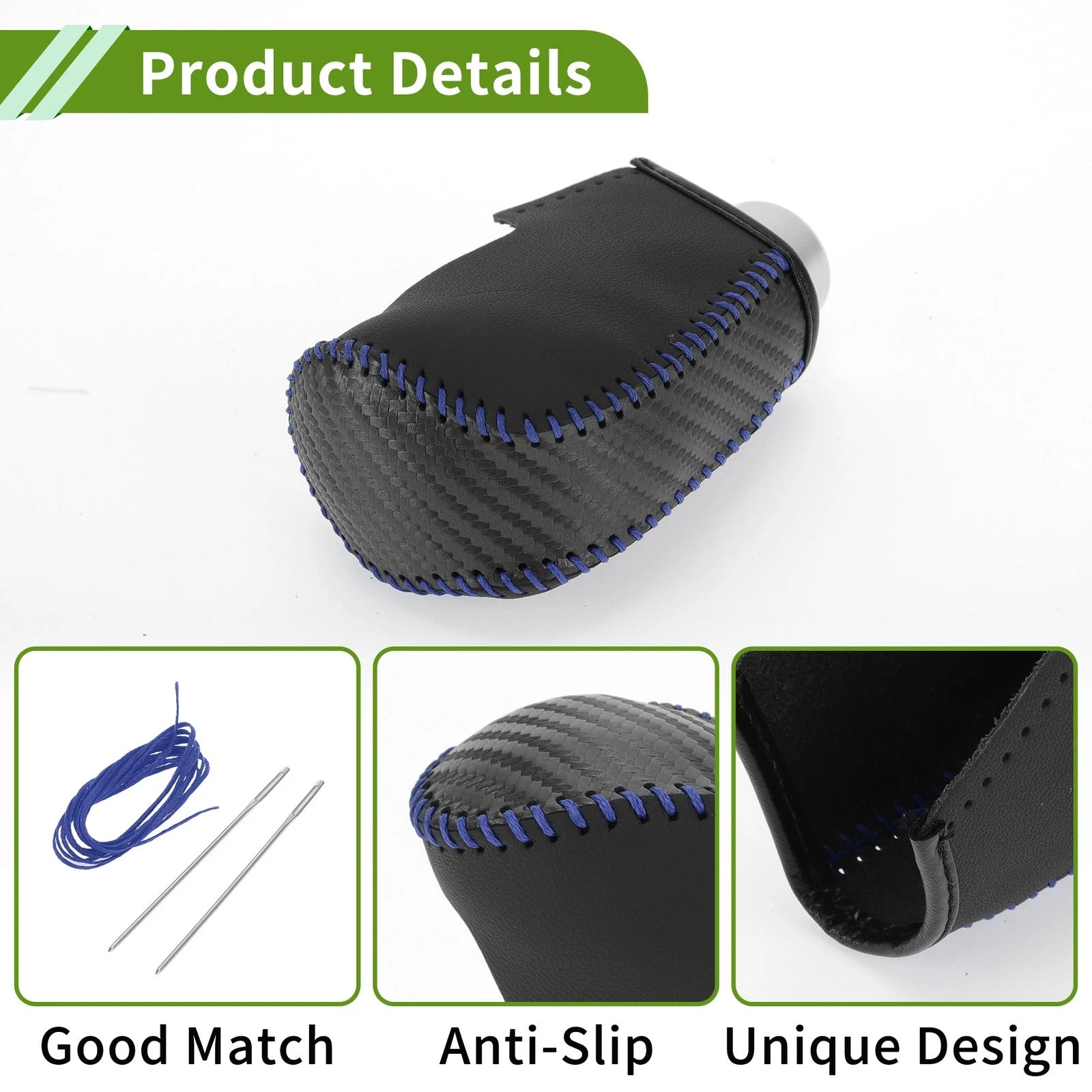 1 Pc Gear Shift Knob Cover for Mazda 3 (2014–2018) Black Carbon Fiber Blue
