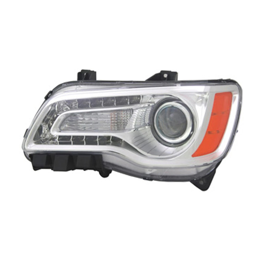 Replacement Driver Side Halogen Headlight Assembly with Chrome Bezel for