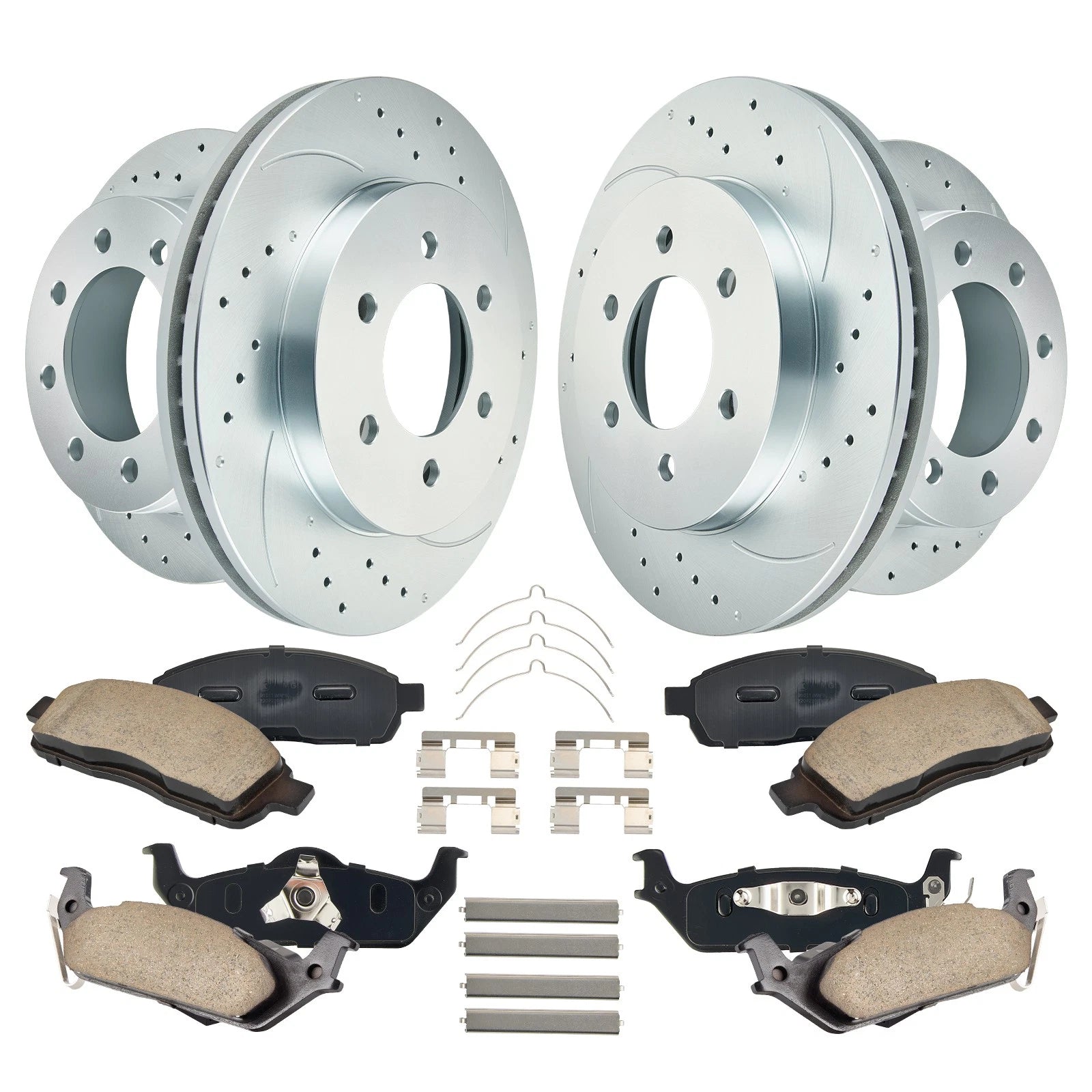 Front Rear Drilled Brake Rotors & Pad Kit for 2006–2008 Lincoln Mark LT (6 Lug)