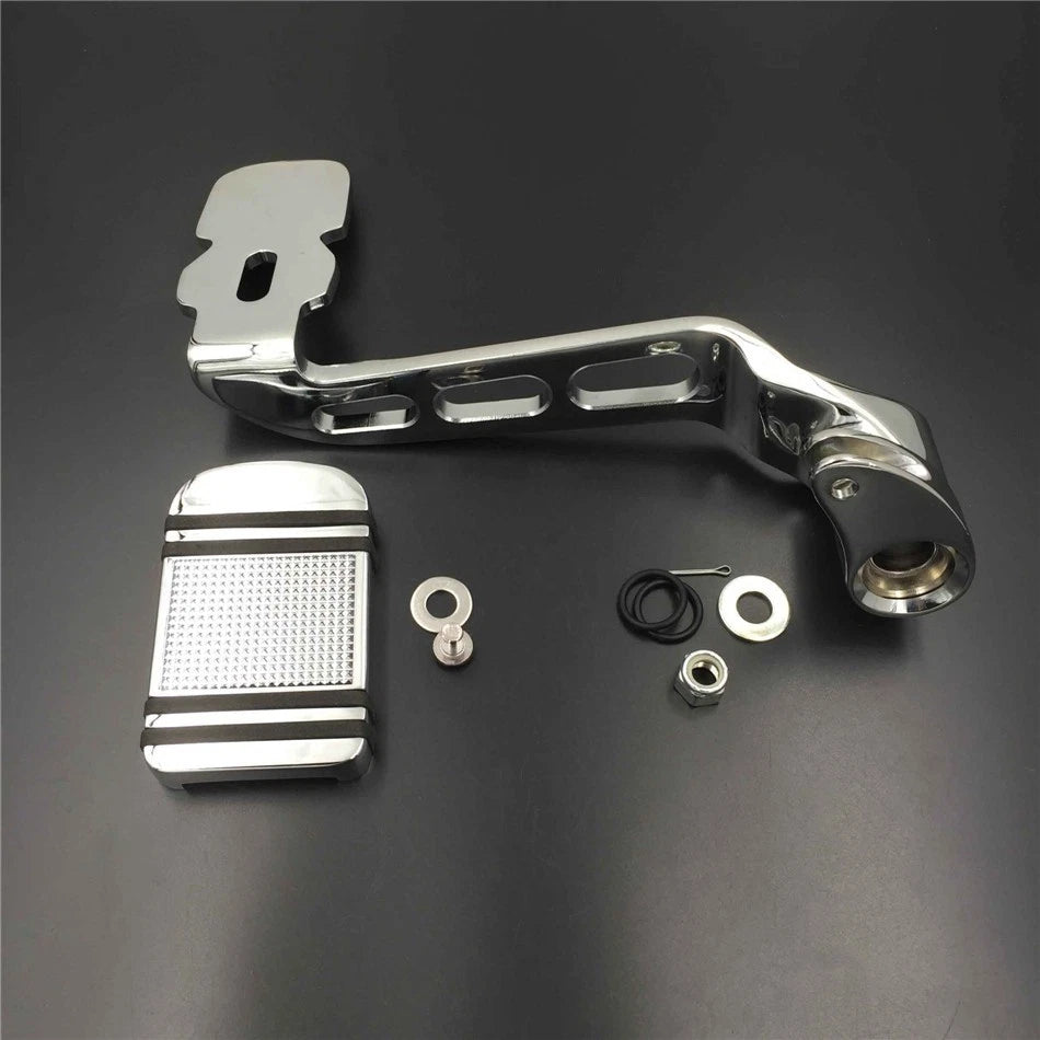 Chrome 3-Hollow-out Rear Brake Lever w/ Pad for Harley Road King (2009–2023)
