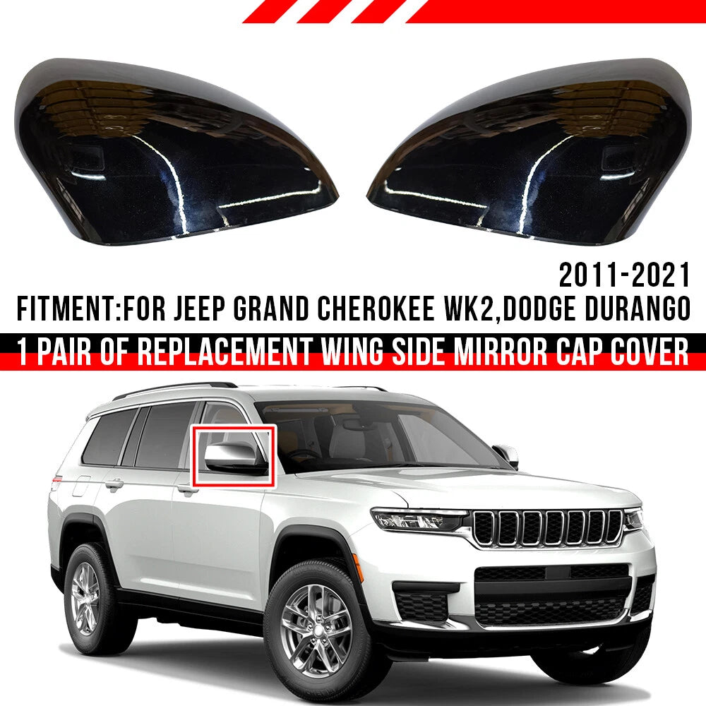 Rear Side Mirror Cap Covers for Dodge Durango (2011–2021) Gloss Black