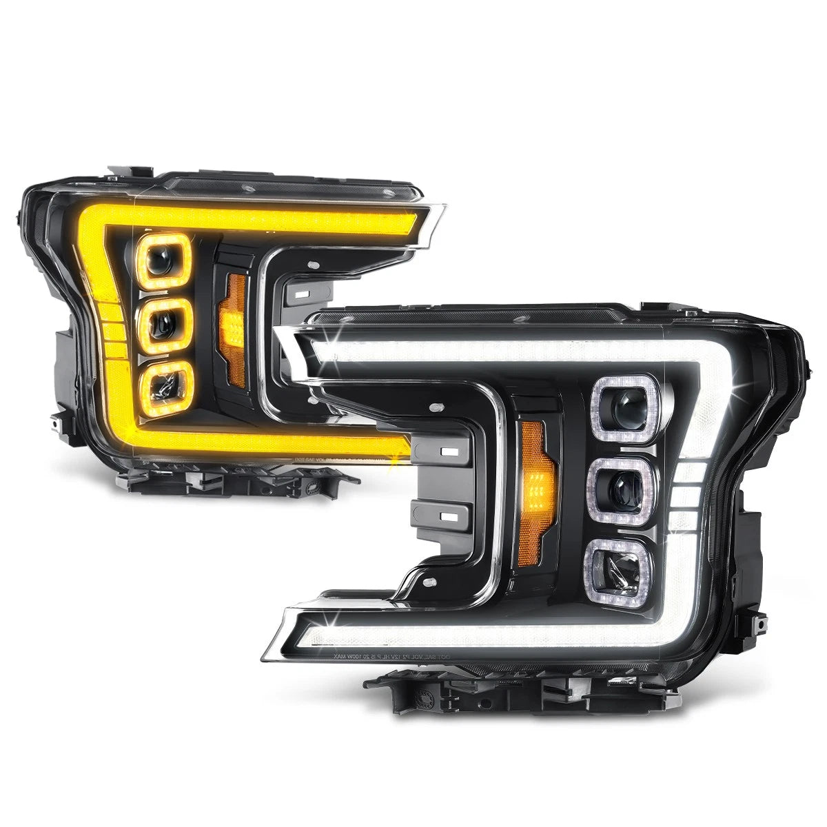 Full LED DRL Sequential Turn Signal Projector Headlights for Ford F-150 (2018–2020)