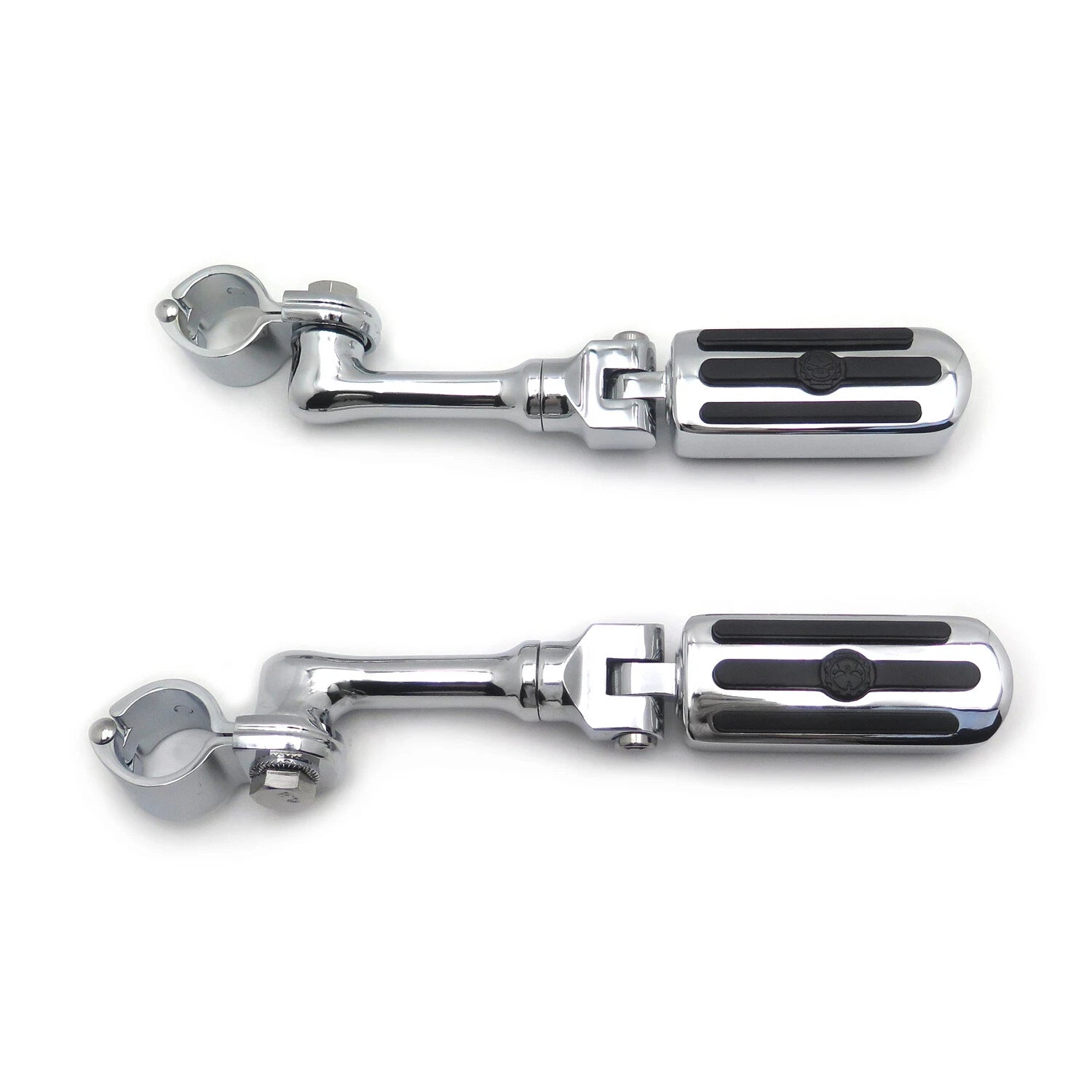 Chrome Groove Skull Foot Pegs for Harley Sportster (4.5", 1.25")
