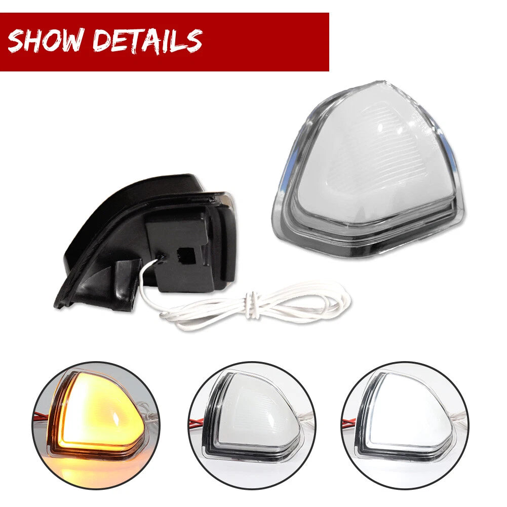 Clear Switchback LED Side Mirror Signal Lights for Dodge Ram 1500 2500 3500 (2010–2023)