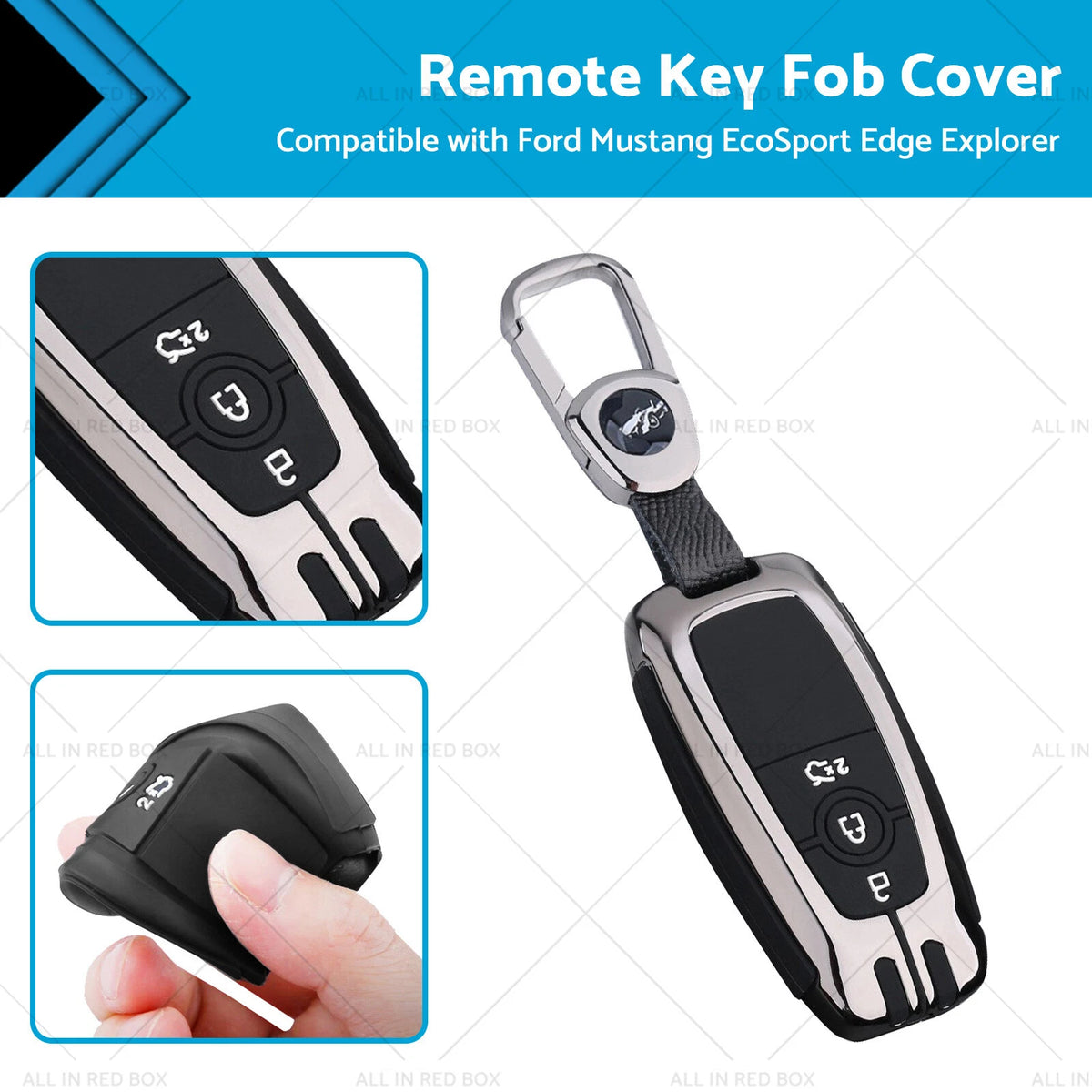 Zinc Alloy Remote Key Fob Cover for Ford Mustang, EcoSport, Edge, Explorer (2015–2023)