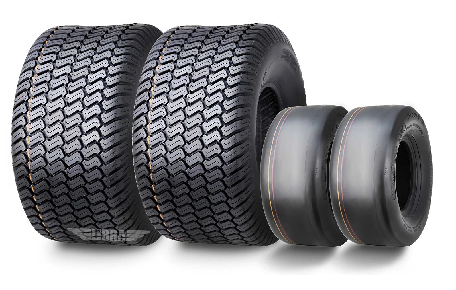 Set of 2 Turf Tires for Zero Turn Lawn Mower (11X6.5 & 20X8.8) 4 Ply - 13205/13035