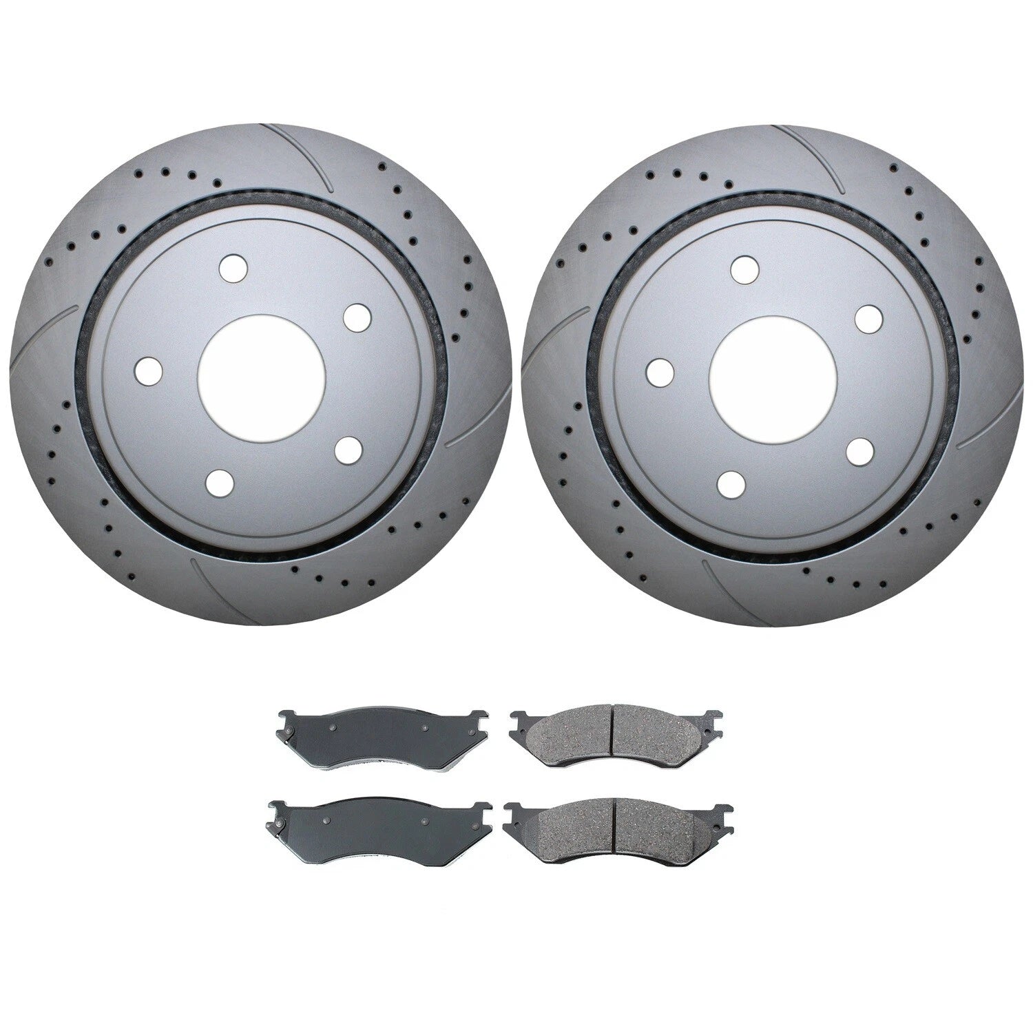 Rear Brake Kit 352mm Drilled Disc Rotors & Akebono Ceramic Pads for Dodge Ram 1500 (2002–2023)