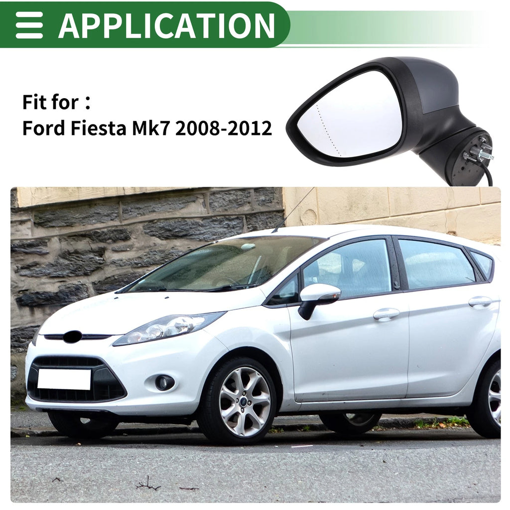 Left Side Door Mirror for Ford Fiesta Mk7 (2008–2012) Electric Adjust Gray