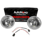 7in Sealed Beam Headlight 178mm Round Glass Lens H4 Pair
