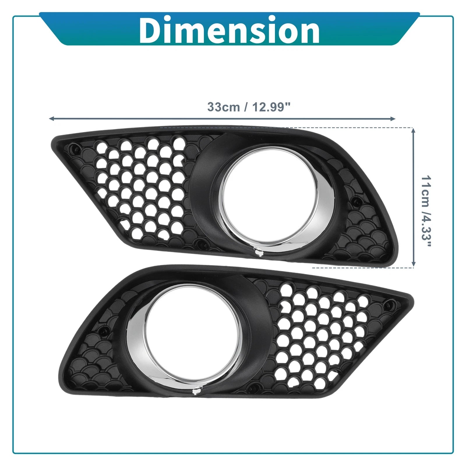 Fog Light Grill for Mercedes Benz C230 C250 C300 C350 (2008–2015) A2048850253 A2048850353