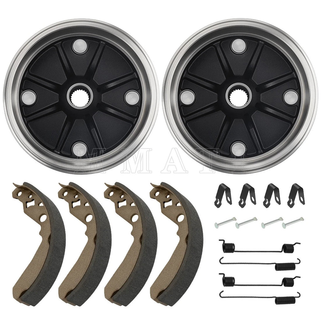 2X Rear Wheel Brake Drum Hub & Brake Shoes for Kawasaki KAF300 Mule (1993–2006)