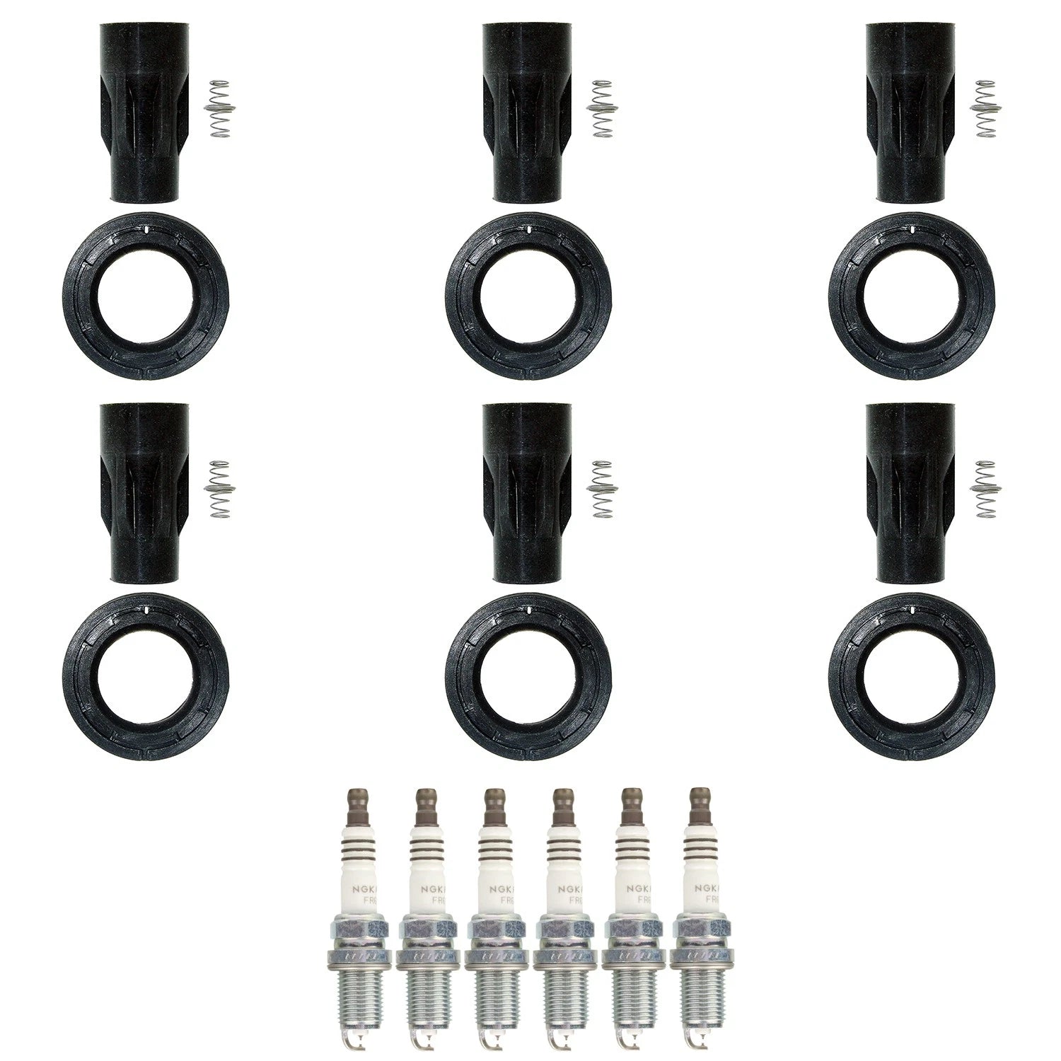 Set of 6 NGK Ruthenium HX Spark Plugs & Coil Boots for Lexus ES330 RX330 (2004–2006)