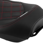 Black Seat for Harley Touring (2009–Present) Red Stitch Driver Passenger