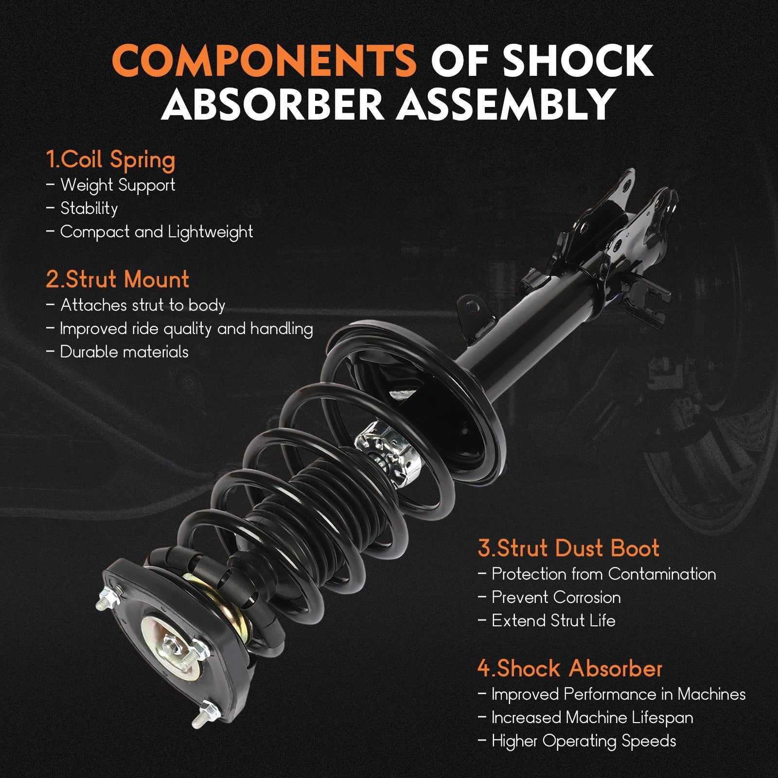 Rear Complete Struts Springs Absorbers for Hyundai Tiburon (2003–2008)