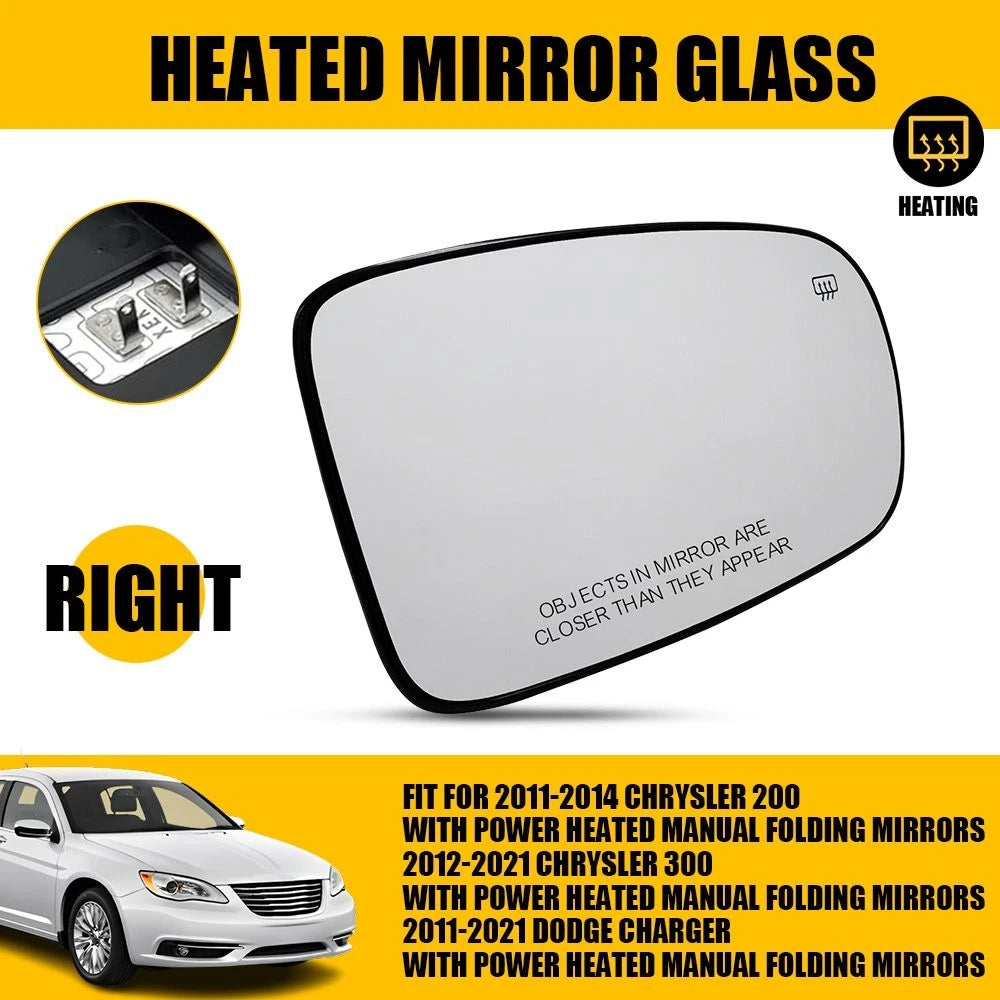 Right Passenger Side Mirror with Glass Electric Heated for Dodge Charger (2011–2021)